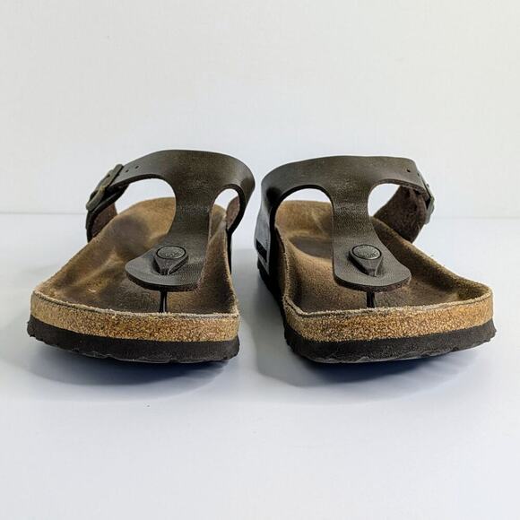 Birkenstock Sandals Gizeh Womens EU 37 Brown Metallic Slip On Thong Cork Leather - Picture 4 of 14